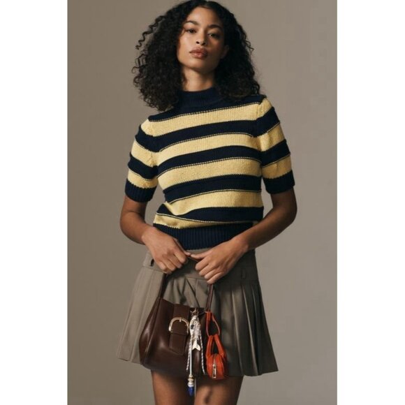 NWT Size M-Anthropologie Striped Cotton Sweater Tee Made in Italy  (NWT US$ 118) - Picture 1 of 16